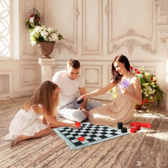 GIANT Checker Board Game Rug with Carrying Bag - Picture 8 of 8